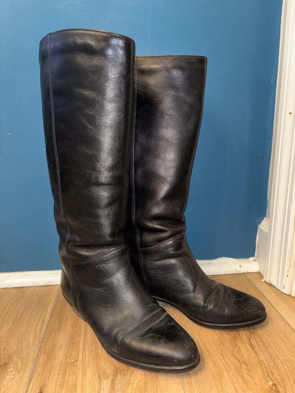 Bally Women's Black Leather Knee-High Riding Boots